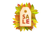 Autumn sale tag label template. Fall Pricetag