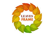 Autumn Leaves Vector Frame in Flat Design  