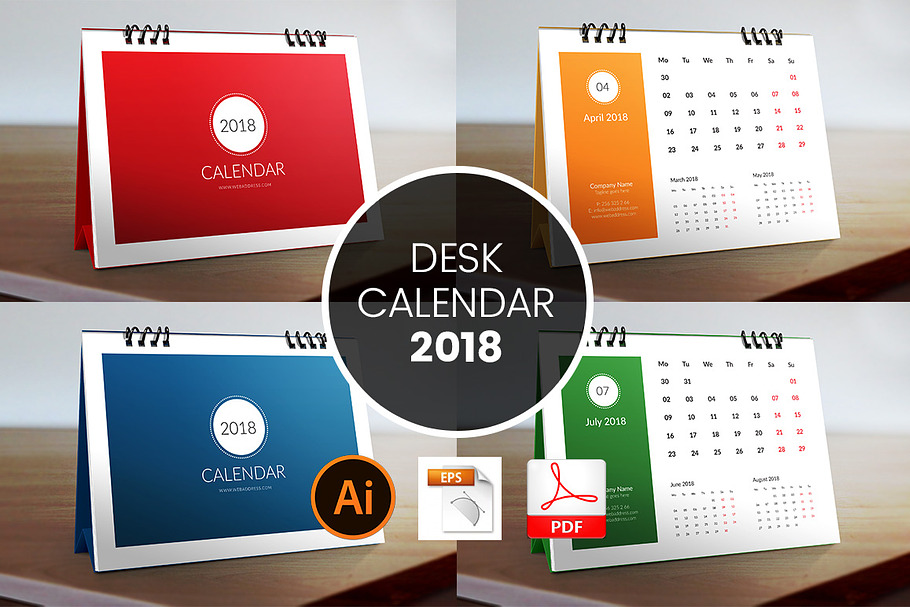 2018 Desk Calendar template in Stationery Templates - product preview 8