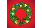 Vector Green Christmas wreath with