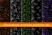 Halloween hand drawn patterns set