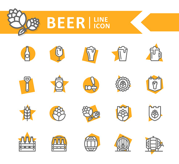 Set of vector beer and bar, pub line icons. Alcohol, bottle, mug, barley, hop, barrel, ale, froth, keg, beaker, jar and more. Editable Stroke. in Graphics - product preview 2
