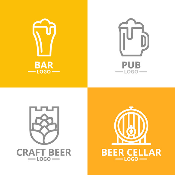 Set of vector beer and bar, pub line icons. Alcohol, bottle, mug, barley, hop, barrel, ale, froth, keg, beaker, jar and more. Editable Stroke. in Graphics - product preview 5