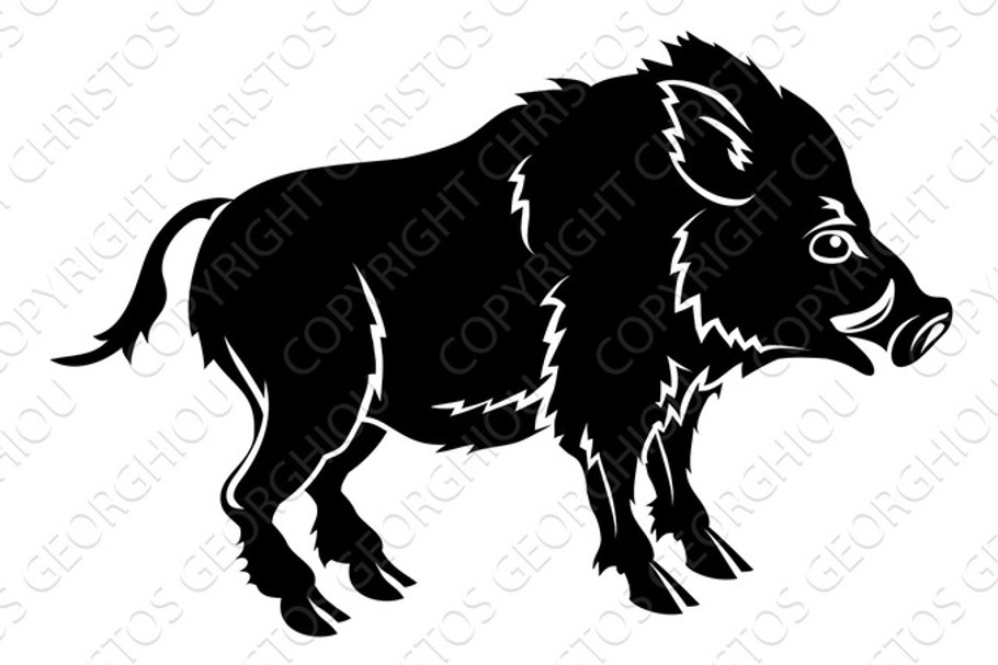 Stylised boar illustration in Illustrations - product preview 8