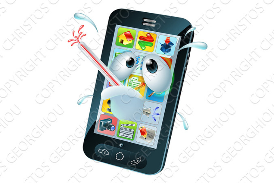 Virus mobile cell phone cartoon in Illustrations - product preview 8