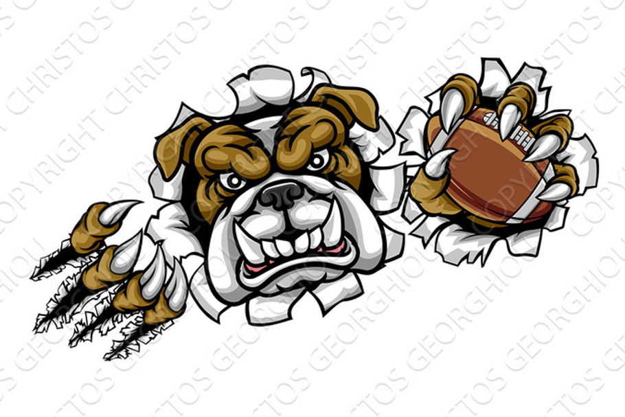 Bulldog American Football Sports Mascot in Illustrations - product preview 8