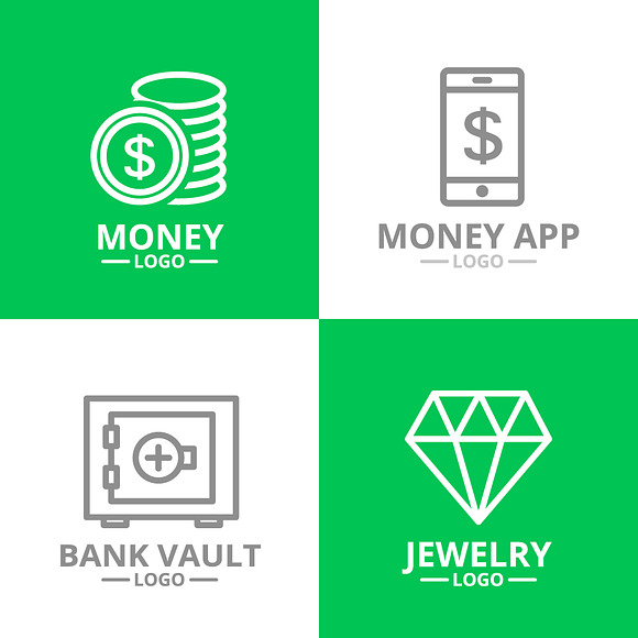 Set of vector bank and money line icons. Coin, cash, card, credit, atm, diamont, wallet, gold, deposit, purse, piggy, diamond, dollar, bag and more. Editable Stroke. in Icons - product preview 1