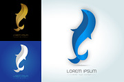 Blue-white-gold fish abstract logo