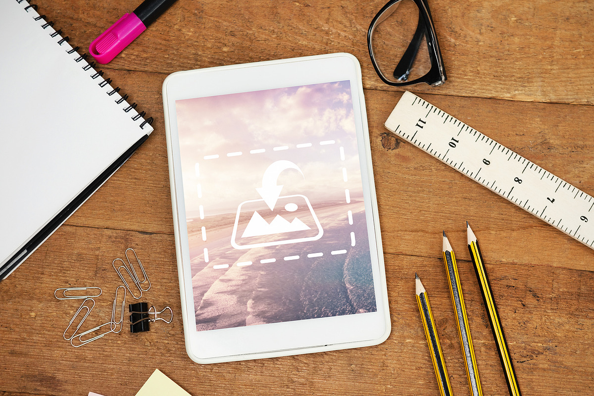 Tablet With Office Supply Mockup in Templates - product preview 8