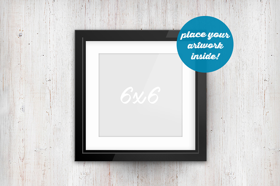 Square Frame Mockup on White Wood in Print Mockups - product preview 8