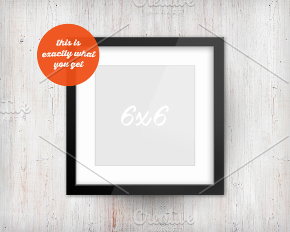 Square Frame Mockup on White Wood in Print Mockups - product preview 1