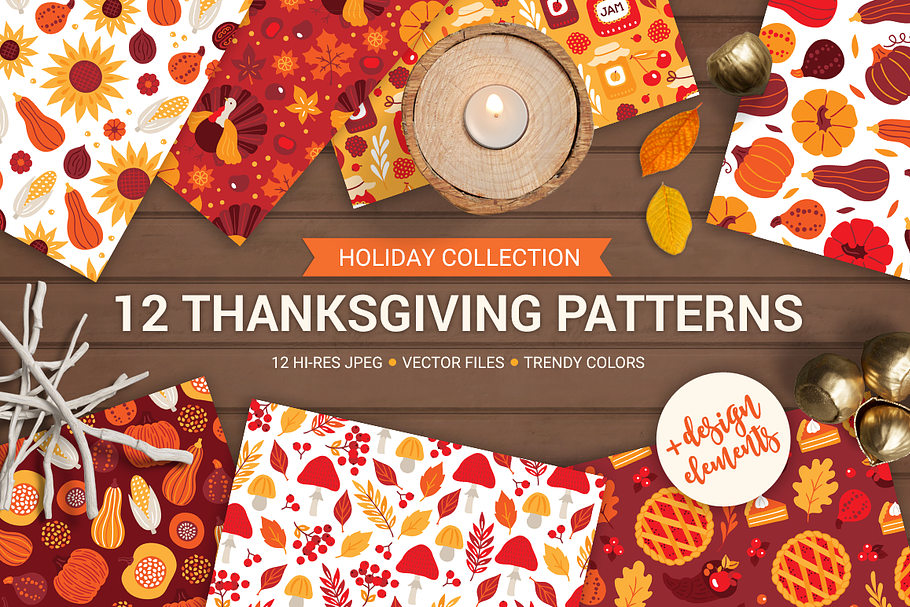 12 Thanksgiving Day Patterns + Bonus in Patterns - product preview 8