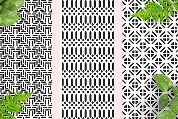 Black&white seamless vector patterns in Photoshop Color Palettes - product preview 4