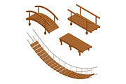 isometric set of Hanging wooden bridge
