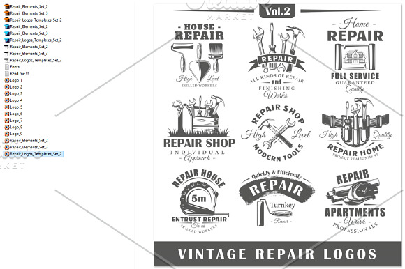 9 Repair Logos Templates Vol.2 in Logo Templates - product preview 3