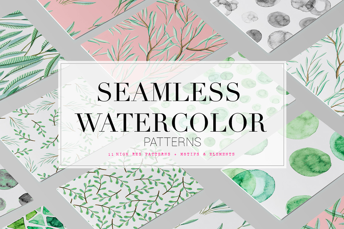 Fresh Seamless Watercolor Patterns! in Illustrations - product preview 8