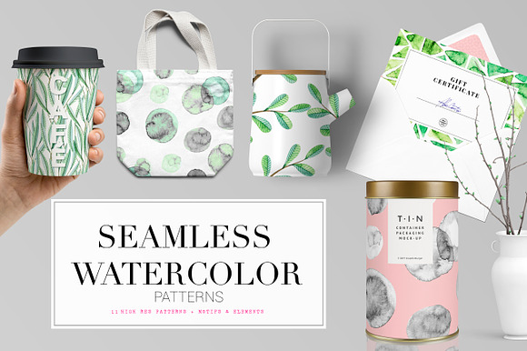 Fresh Seamless Watercolor Patterns! in Illustrations - product preview 1