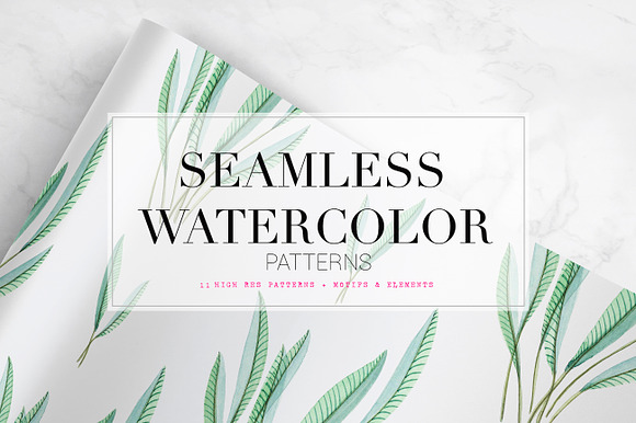 Fresh Seamless Watercolor Patterns! in Illustrations - product preview 2