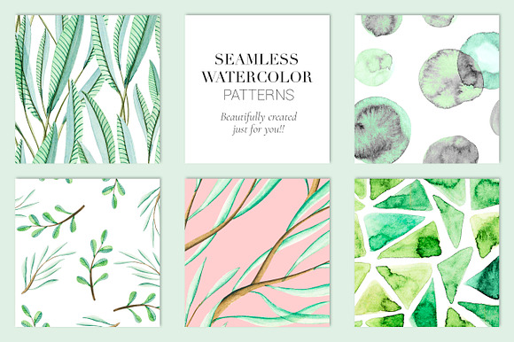 Fresh Seamless Watercolor Patterns! in Illustrations - product preview 4