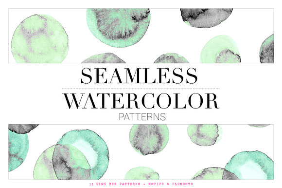 Fresh Seamless Watercolor Patterns! in Illustrations - product preview 5