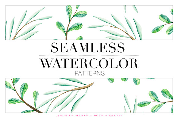 Fresh Seamless Watercolor Patterns! in Illustrations - product preview 6