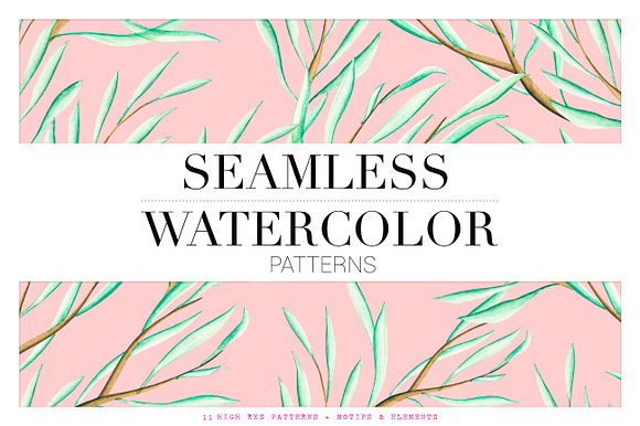 Fresh Seamless Watercolor Patterns! in Illustrations - product preview 7