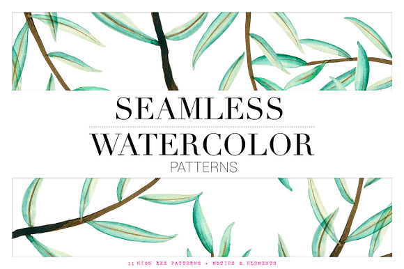Fresh Seamless Watercolor Patterns! in Illustrations - product preview 8