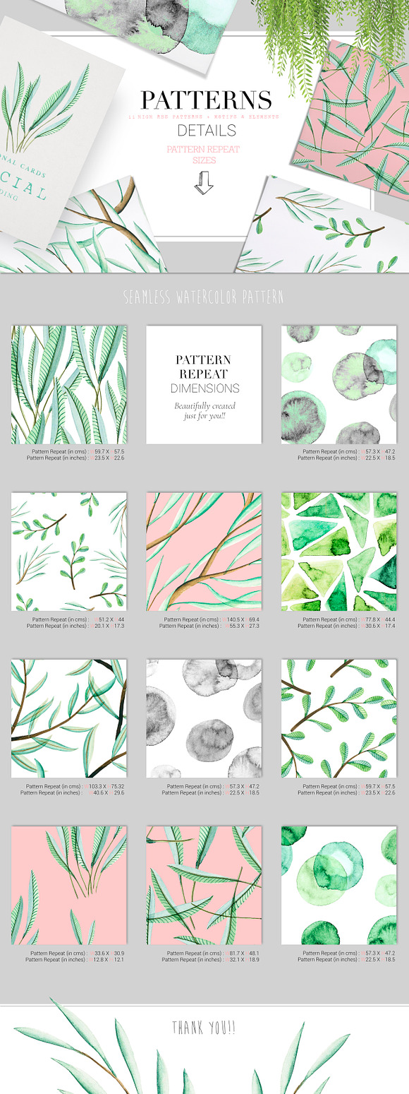Fresh Seamless Watercolor Patterns! in Illustrations - product preview 9