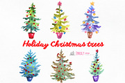 Christmas tree clipart. Watercolor
