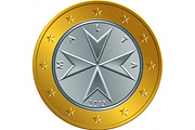 vector Maltese money gold euro coin one euro