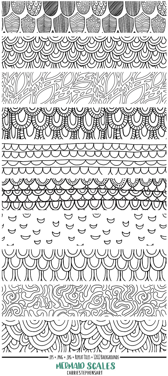 Mermaid Pattern, Scales Repeat in Patterns - product preview 1