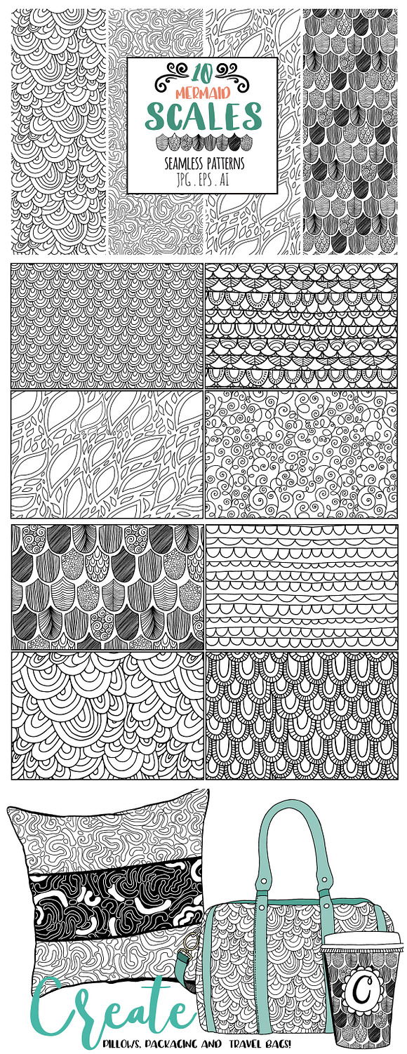 Mermaid Pattern, Scales Repeat in Patterns - product preview 2