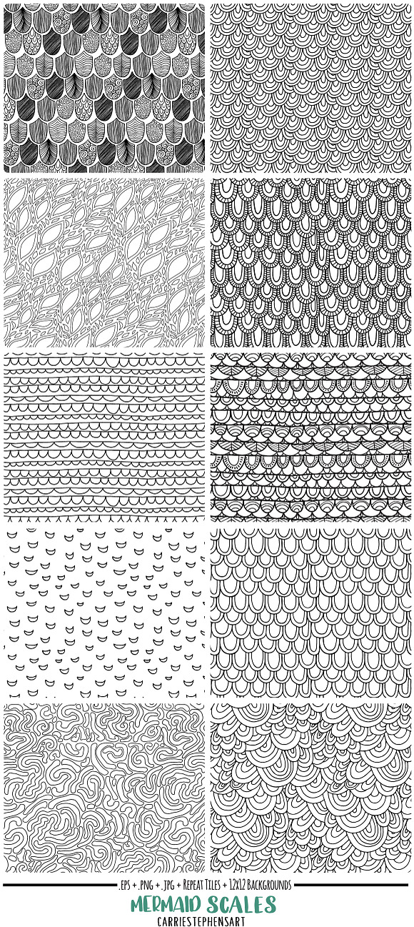 Mermaid Pattern, Scales Repeat in Patterns - product preview 3