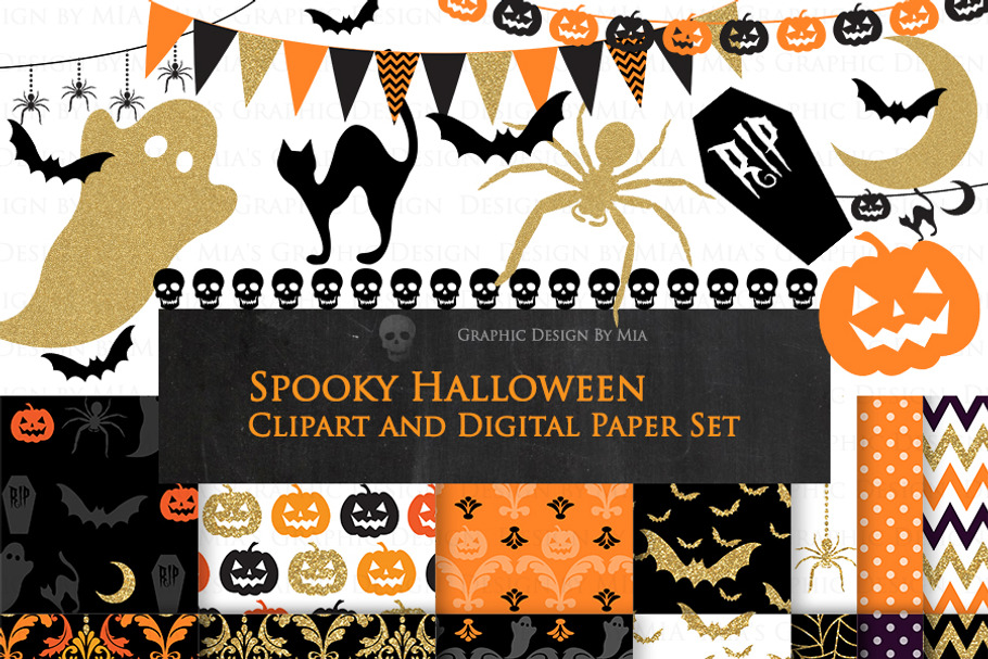 Halloween Clipart+Pattern set