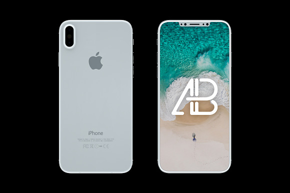 iPhone X Front & Back View Mockup in Mobile & Web Mockups - product preview 2