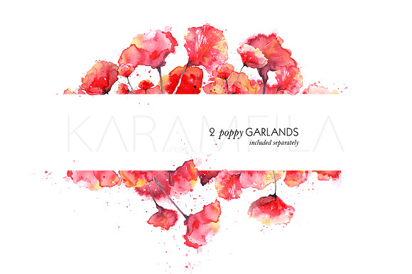 Watercolor Poppies Clipart in Illustrations - product preview 2