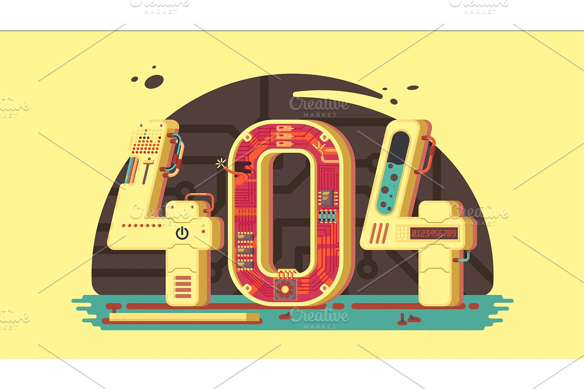 Page not found error 404 vector concept with robots and machinery. in Illustrations - product preview 8