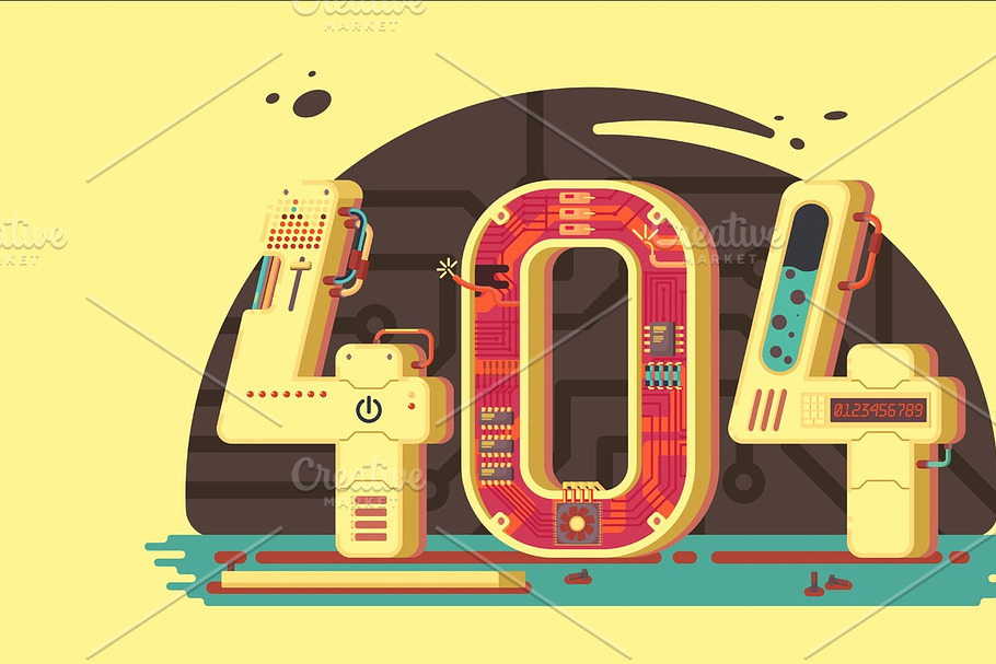 Page not found error 404 concept with robots and machinery. in Illustrations - product preview 8