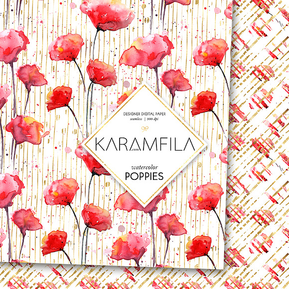 Watercolor Poppies Patterns in Patterns - product preview 2
