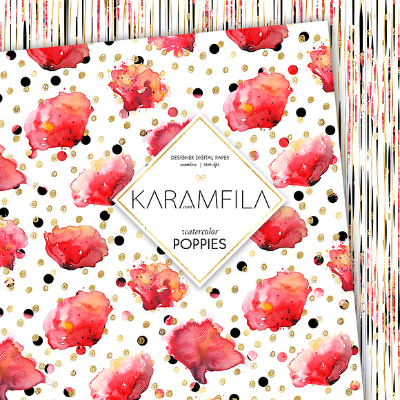 Watercolor Poppies Patterns in Patterns - product preview 4