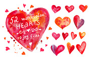 Watercolor hearts set #3