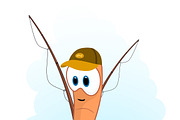 Cartoon Worm fisherman.