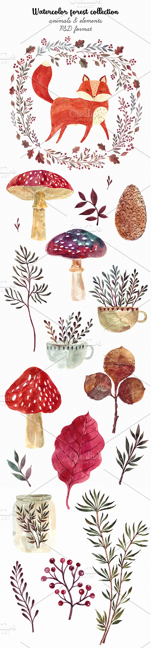 Watercolor autumn collection in Illustrations - product preview 2