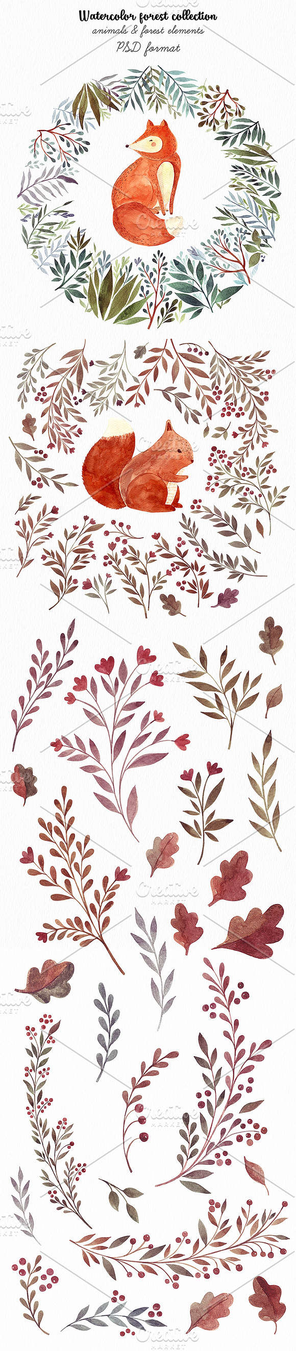Watercolor autumn collection in Illustrations - product preview 4