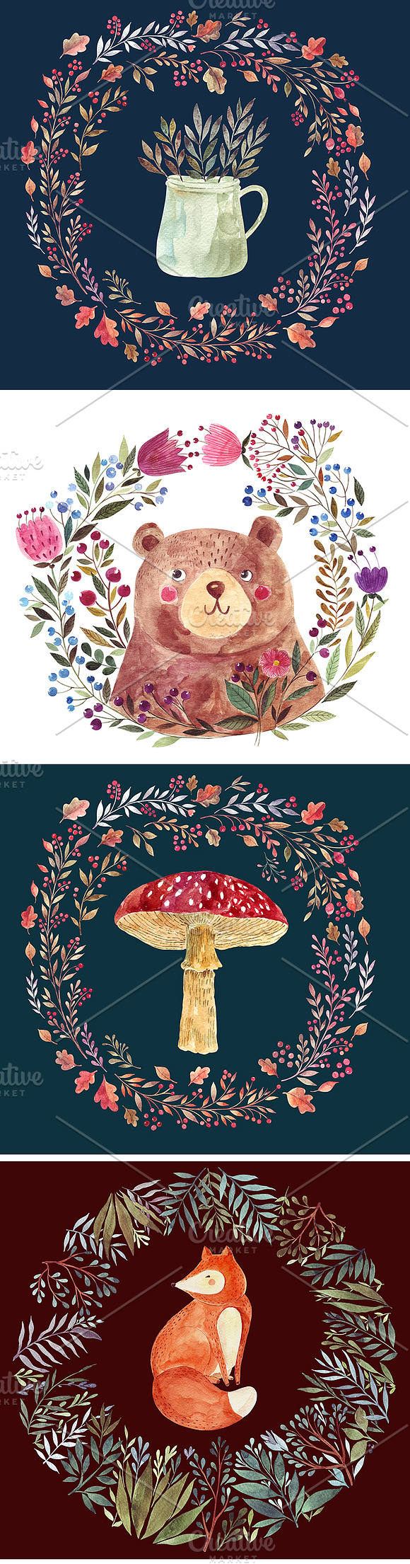 Watercolor autumn collection in Illustrations - product preview 6