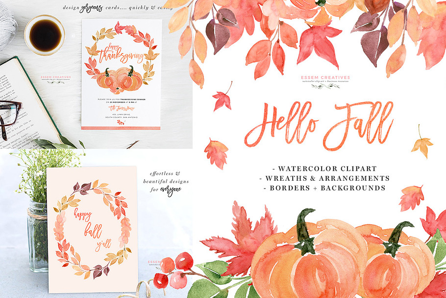 Fall Wreaths & Autumn Leaves Clipart in Illustrations - product preview 8