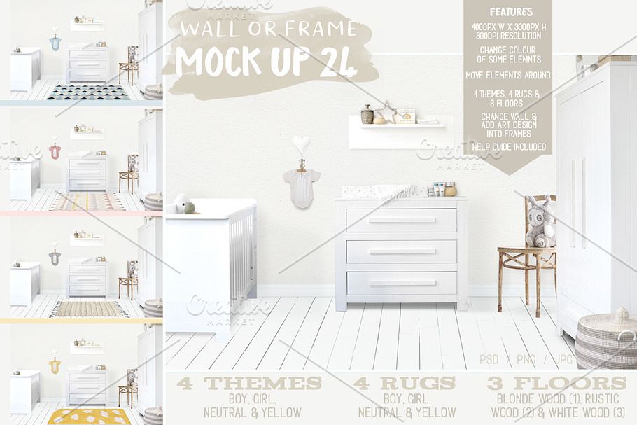 Kids Room Wall/Frame Mock Up 24 in Print Mockups - product preview 8