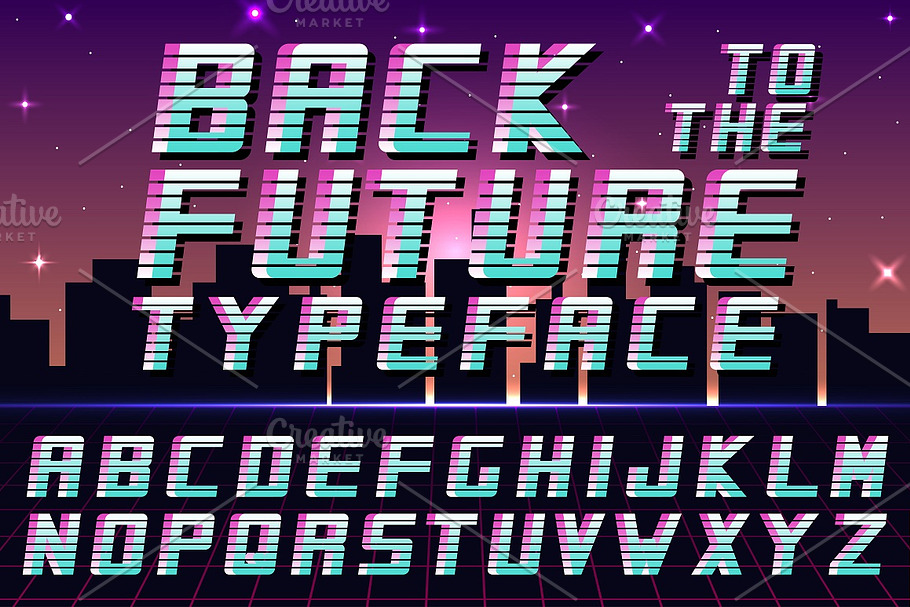 Futuristic english alphabet - 80-90s in Display Fonts - product preview 8