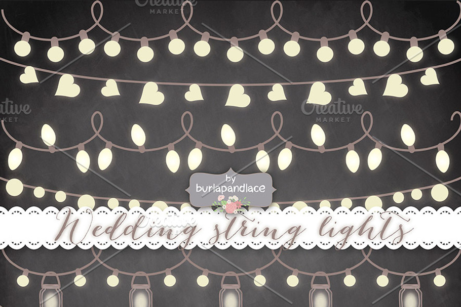 Chalkboard Vector string lights in Illustrations - product preview 8