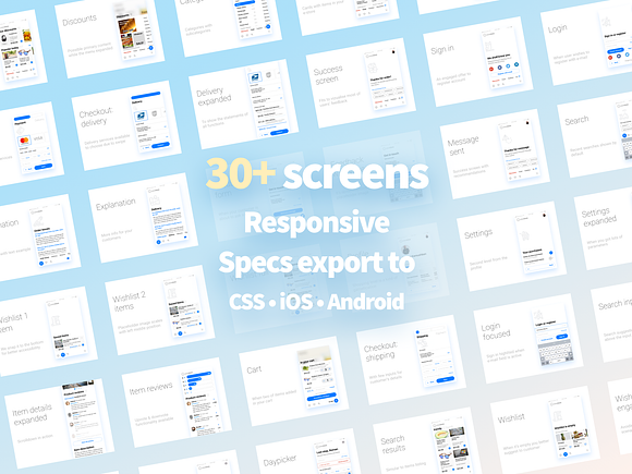 Responsive mobile UI kit e-commerce in UI Kits and Libraries - product preview 1